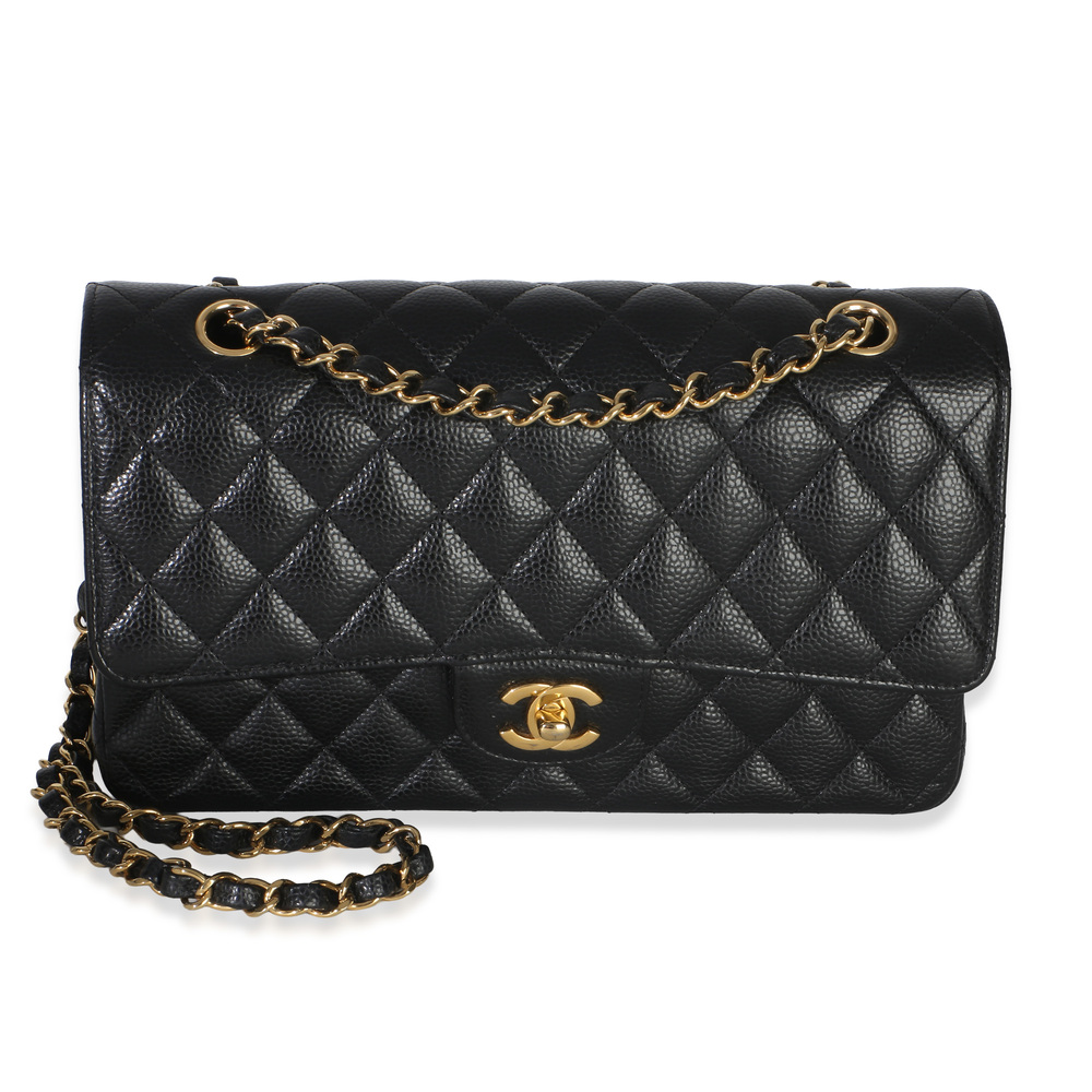 Chanel Black Quilted Caviar Medium Classic Double Flap Handbag